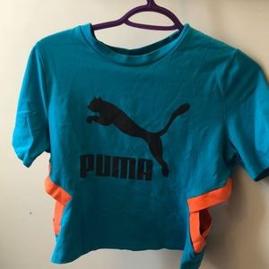 Aqua and orange Puma shirt with sides cut out